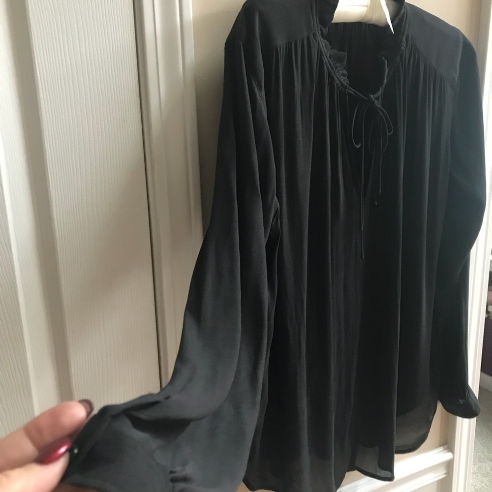 Ann Taylor LOFT Semi-Sheer Tie Neck Blouse - Picture 5 of 8